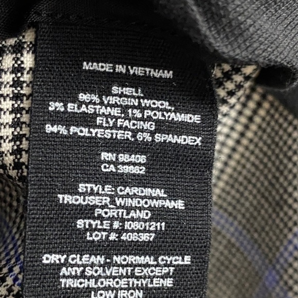 Theory Cardinal Portland Windowpane Plaid Straight Leg Trousers Pants, Size 10 - Picture 5 of 6